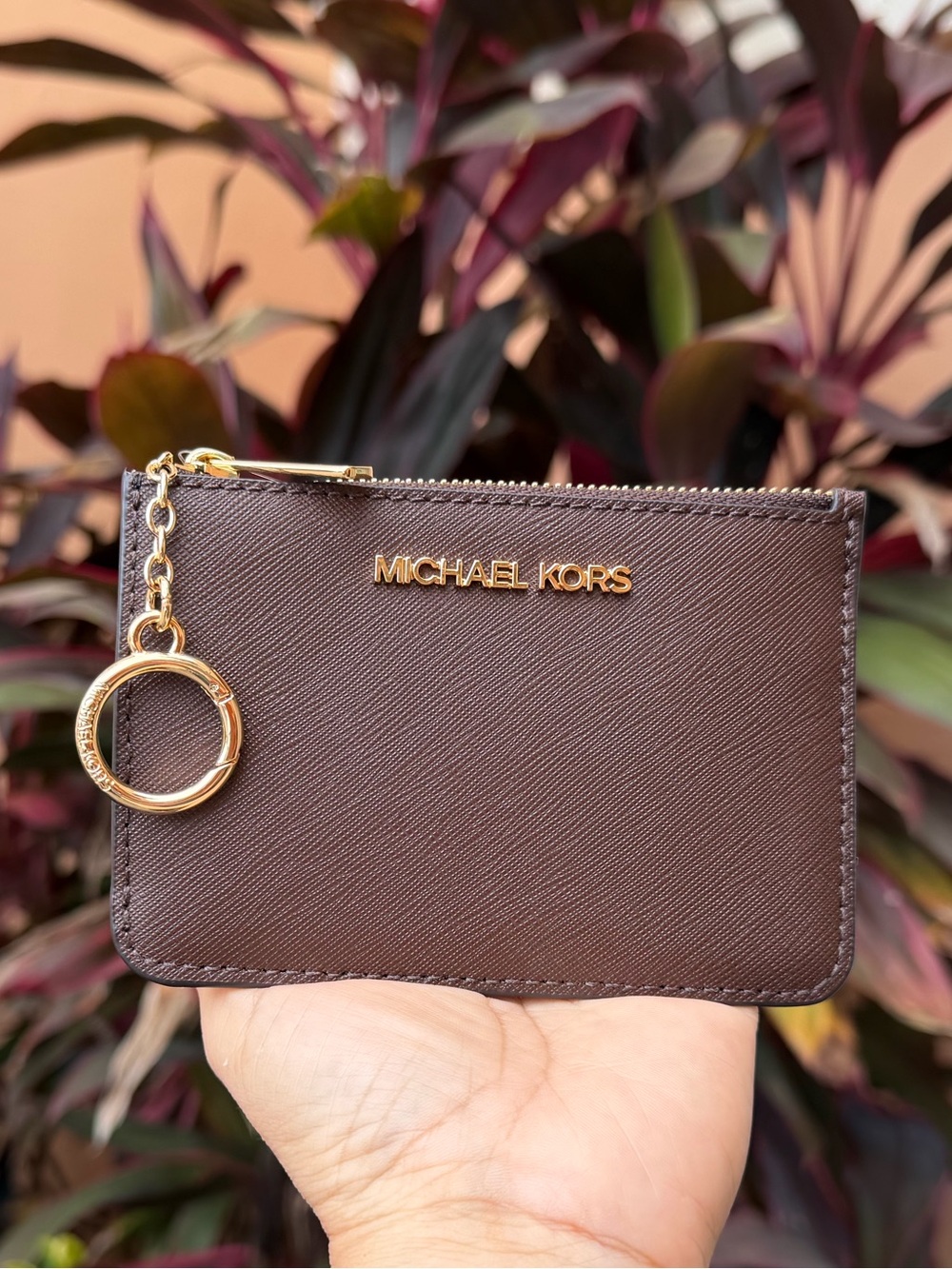 Michael Kors Jet Set Travel S Coin Pouch ID Key Holder Wallet Nutmeg